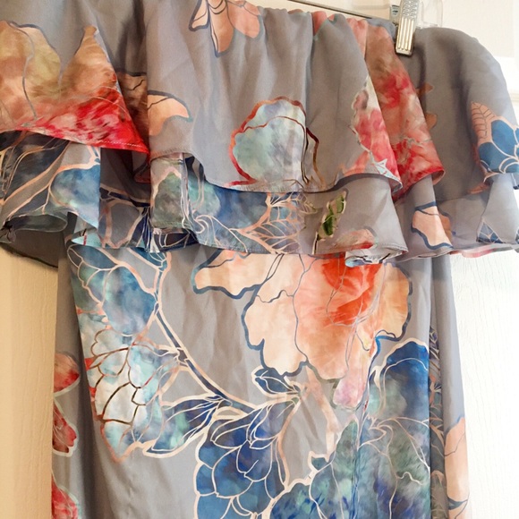 ASOS Etched Floral Frill Bandeau Maxi Dress - Picture 5 of 6